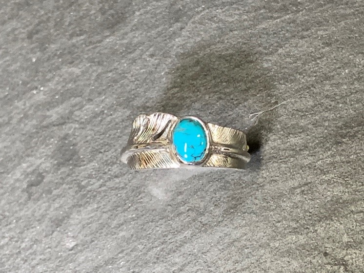 KAZEKIRI FEATHER RING WITH TURQUOISE (M) - FIRST ARROW's - Online 